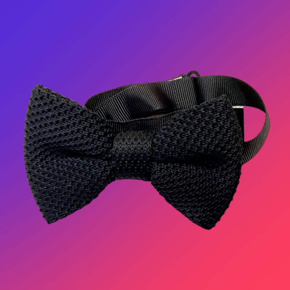 SANDRO Black Knit Handmade Bow Tie
